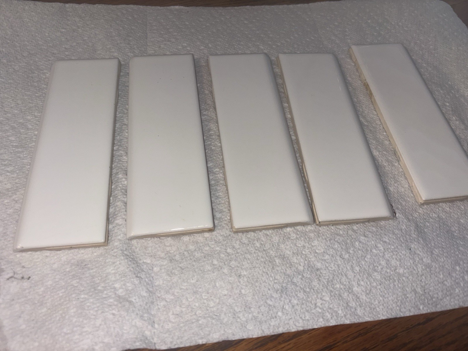 White 2X6”Ceramic Tile Bullnose Trim Edge Subway American Olean Mexico Brillante