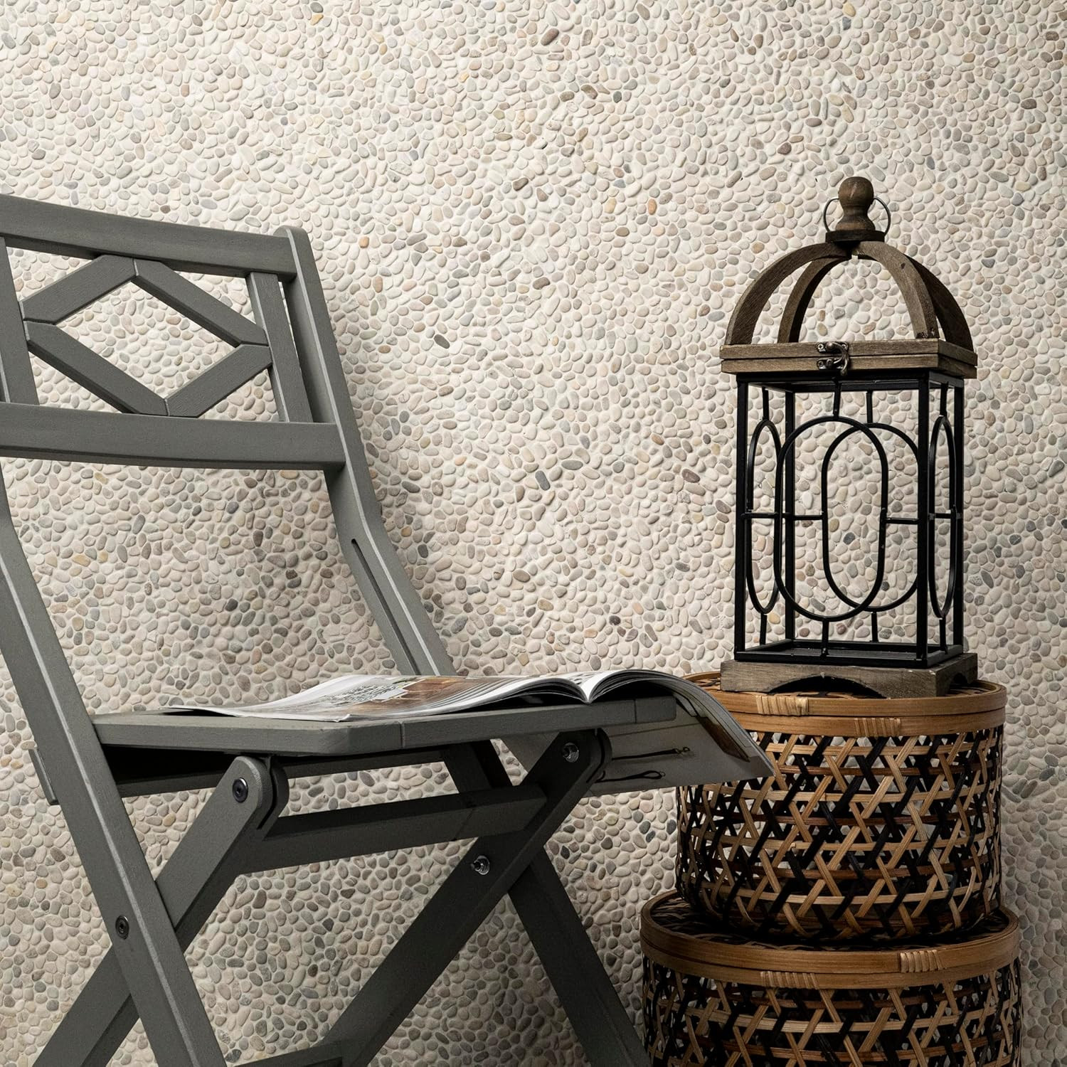 Ivory White Tumbled Marble Mosaic Tile for Backsplash & Shower Walls