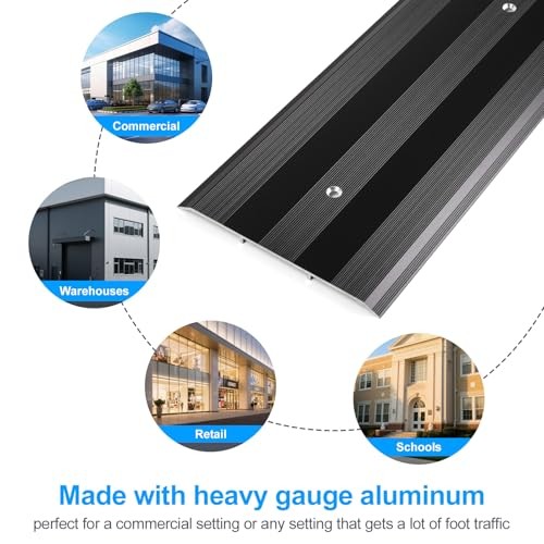 5″Wide Sturdy Thicken Aluminum Threshold Strip, Stylish 36in×5in×0.25in Black
