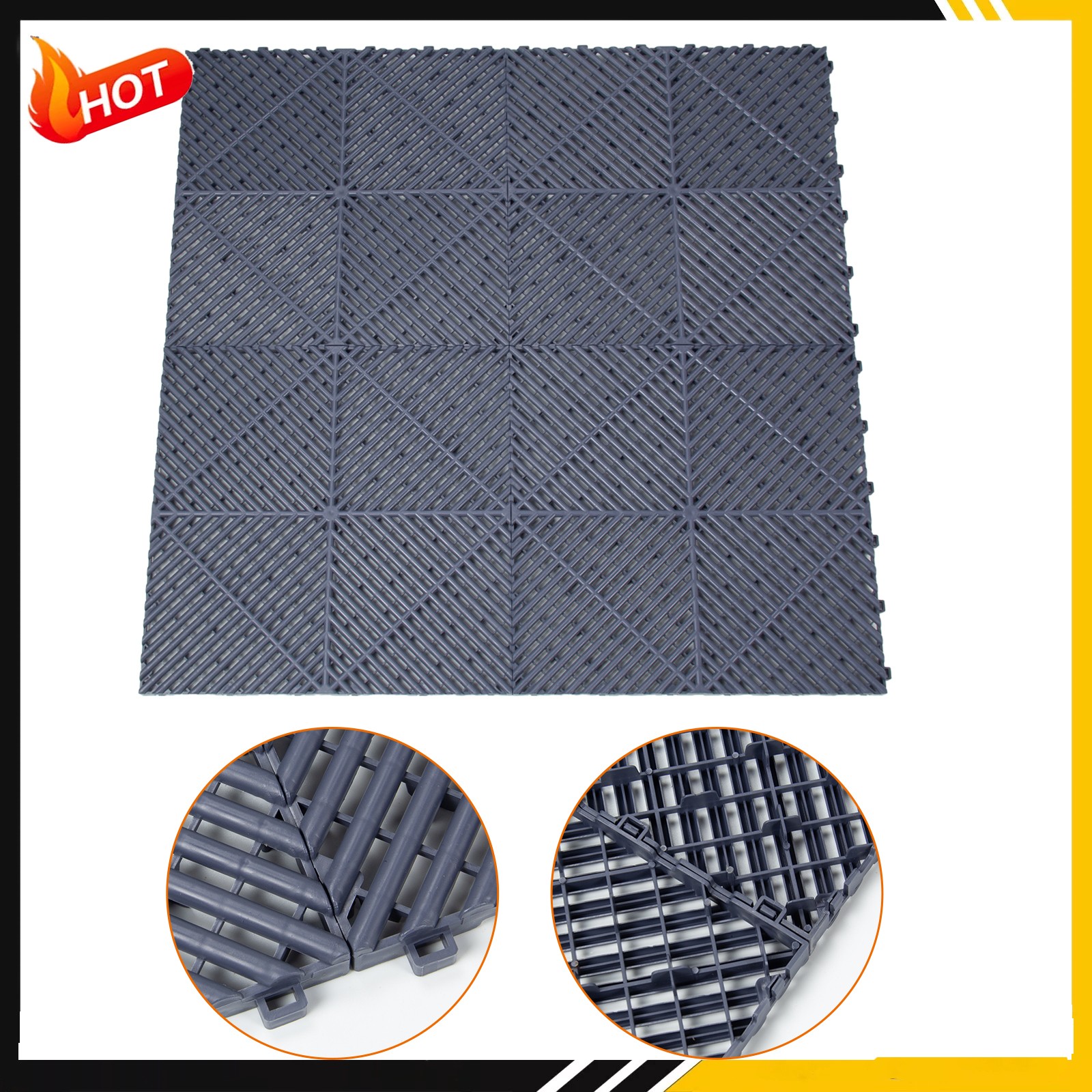 25Pcs Vented Water Drainage Interlocking Garage Floor Tiles 15.75” x 15.75”