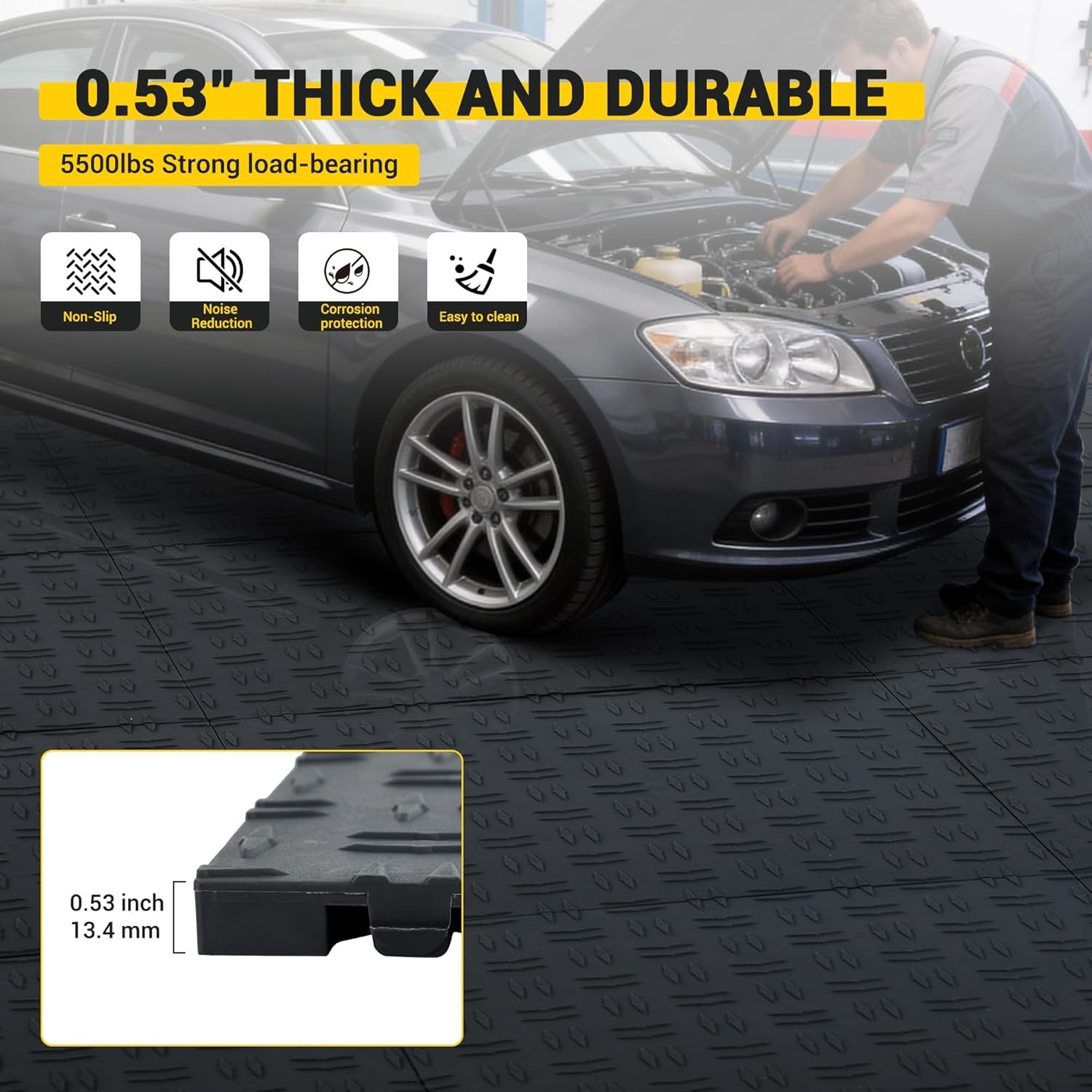 Garage Floor Tiles Interlocking 12×12 in 50 Pack Garage Flooring Tiles Black