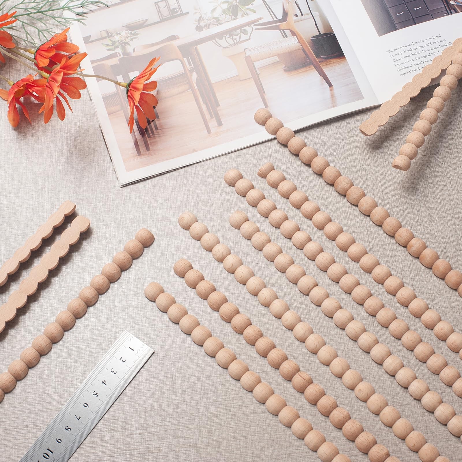 Beaded Wood Trim Molding Decorative, Bobbin Wood Moldings & Trims, 12 PCS 15….