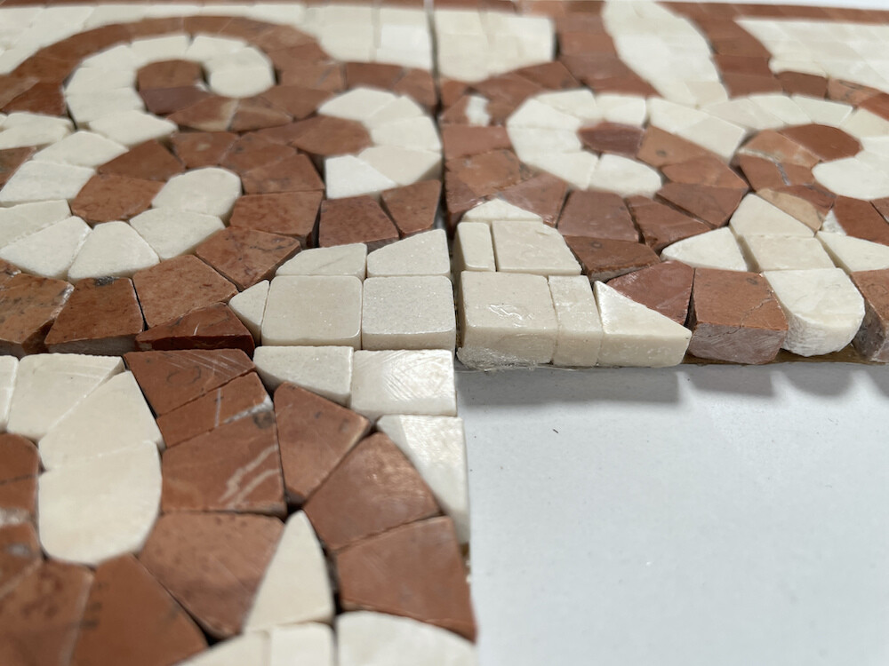 B0012P Marble Mosaic Border Bathroom Listello Tile Posy Rojo 4×12 Polished