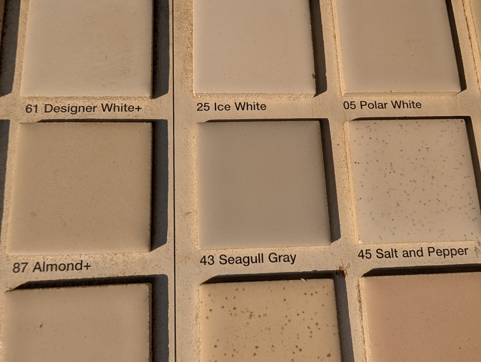 2 pcs American Olean Gloss Seagull Gray #43 Ceramic Tile 4-1/4″ USA Original