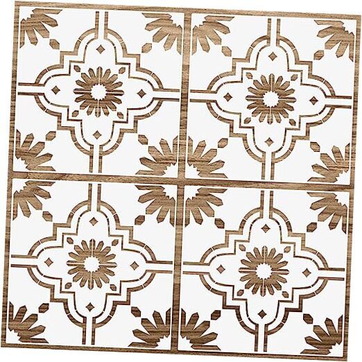 4 Pieces Reusable Tile Stencil 12 x 12 Inches Wall Templates Tile Trendy Style