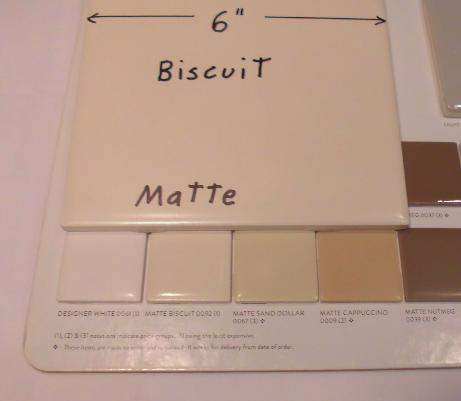 1 pc. 6″ X 6″ Ceramic Tile *Matte Biscuit* by American Olean “New Stock”