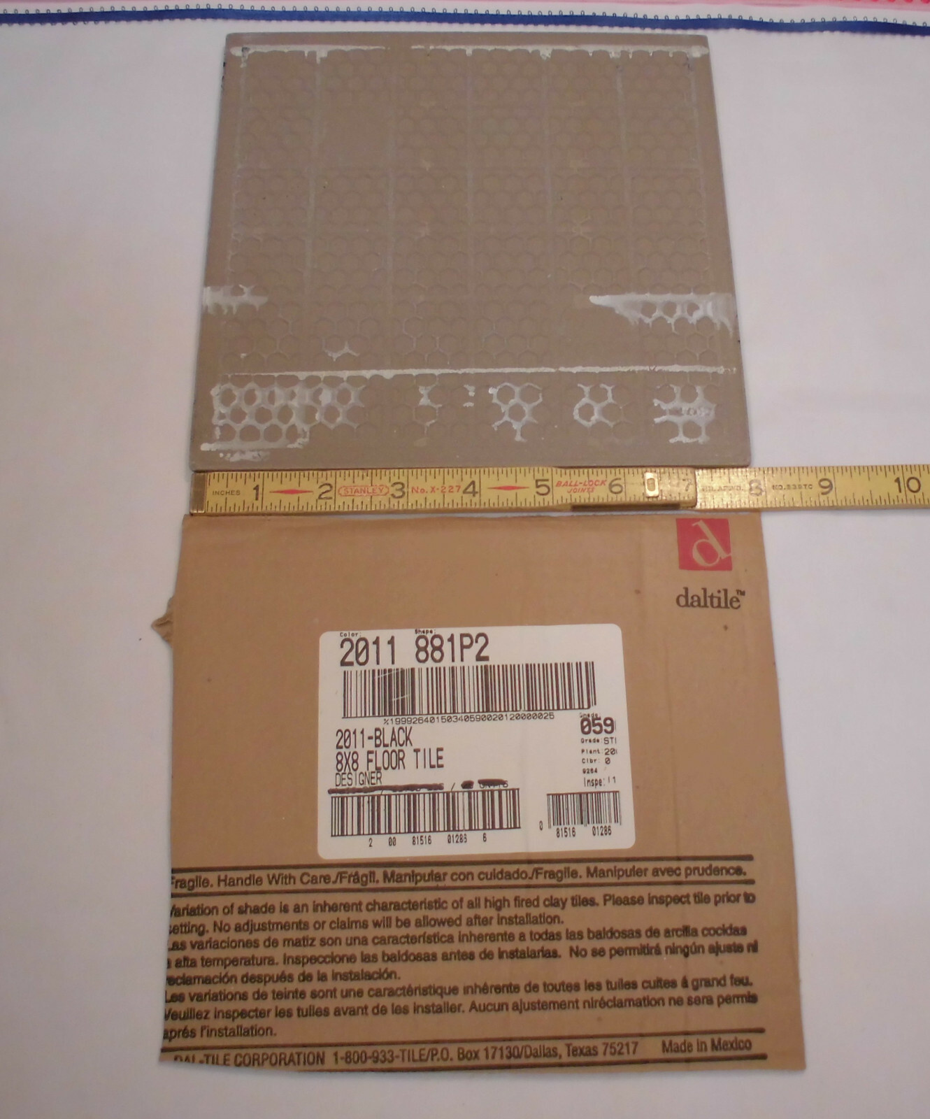 1 pc. *Vintage Solid Black* 8″ X 8″ by Daltile Ceramic/Porcelain Floor Tile NEW