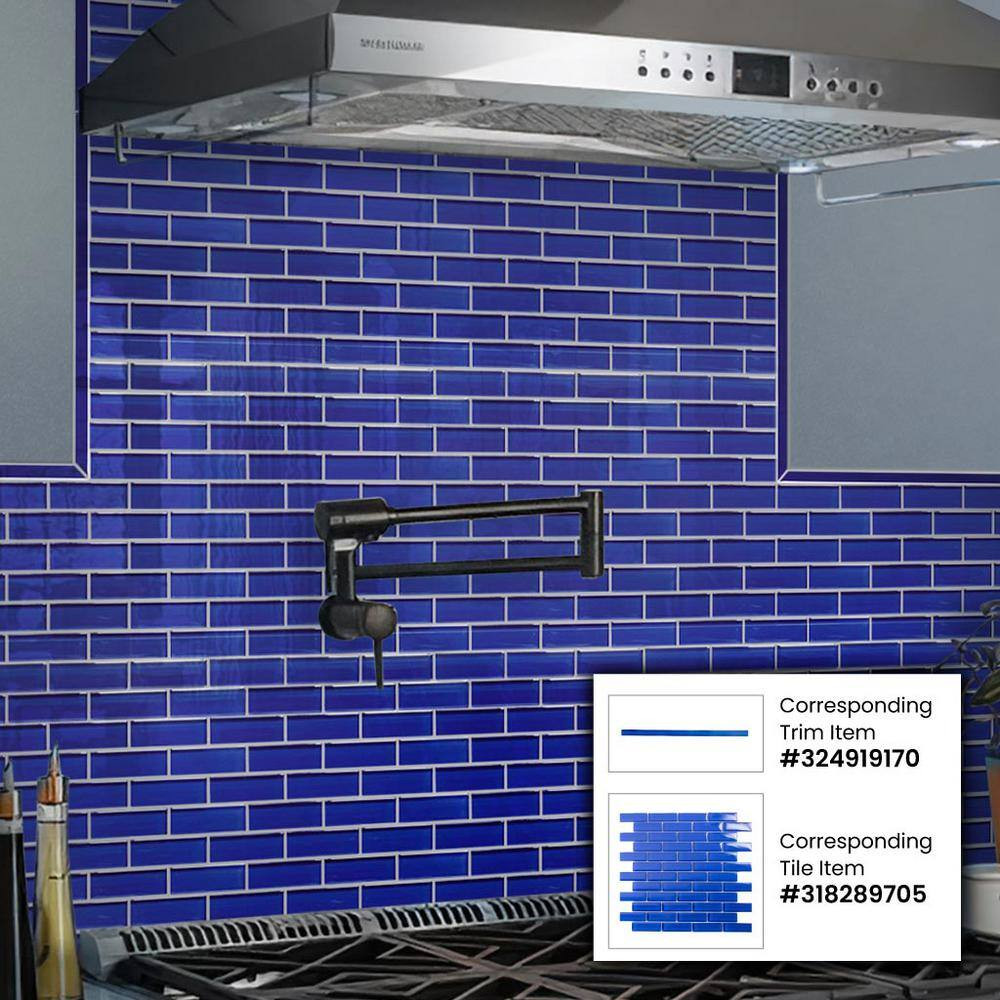 Cobalt Blue 11.9 In. X 11.9 In. Polished Glass Mosaic Tile (4.92 Sq. Ft./Case)