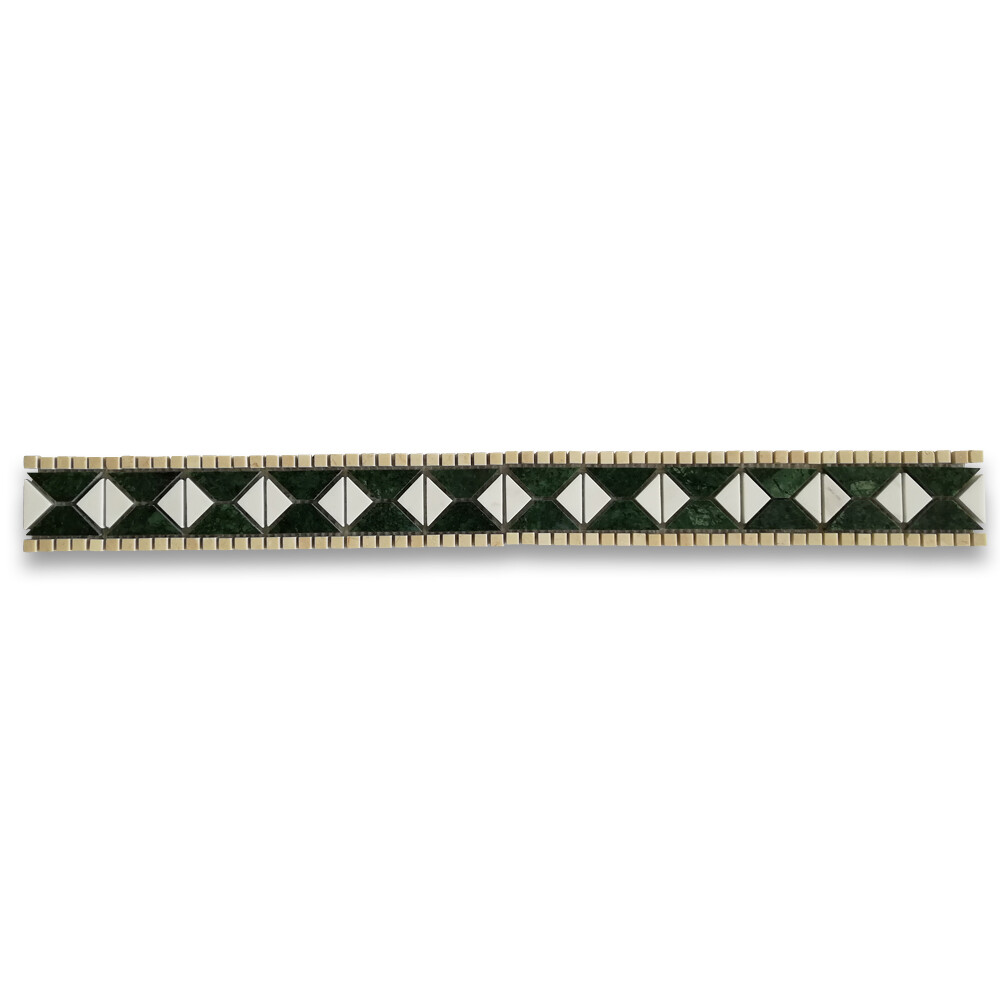 B0037P Marble Mosaic Border Listello Accent Tile Tahitian Green Polished