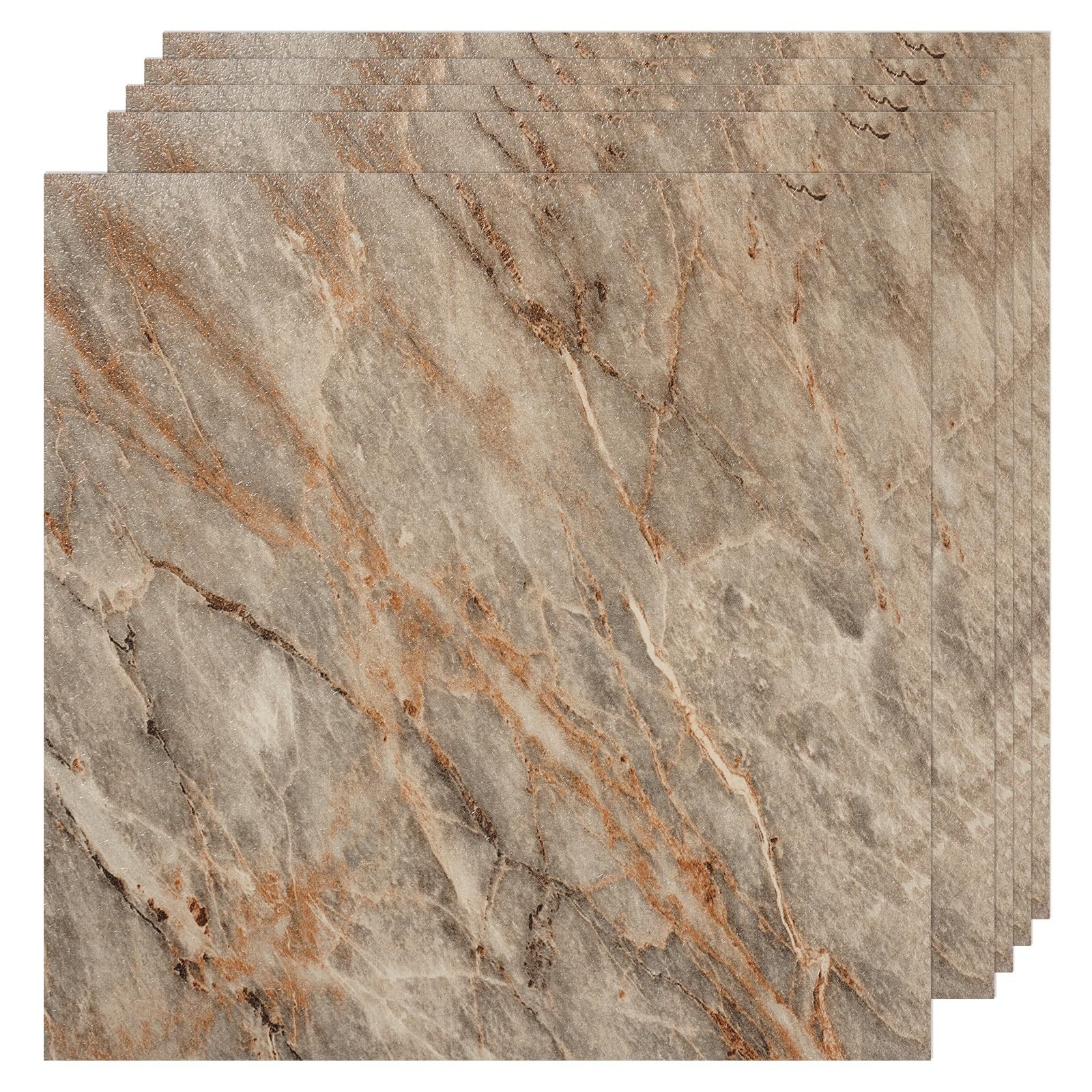 VallisCo 30-Piece 12×12 Vinyl Floor Tiles, 30 Sq Ft Waterproof Marble Pattern
