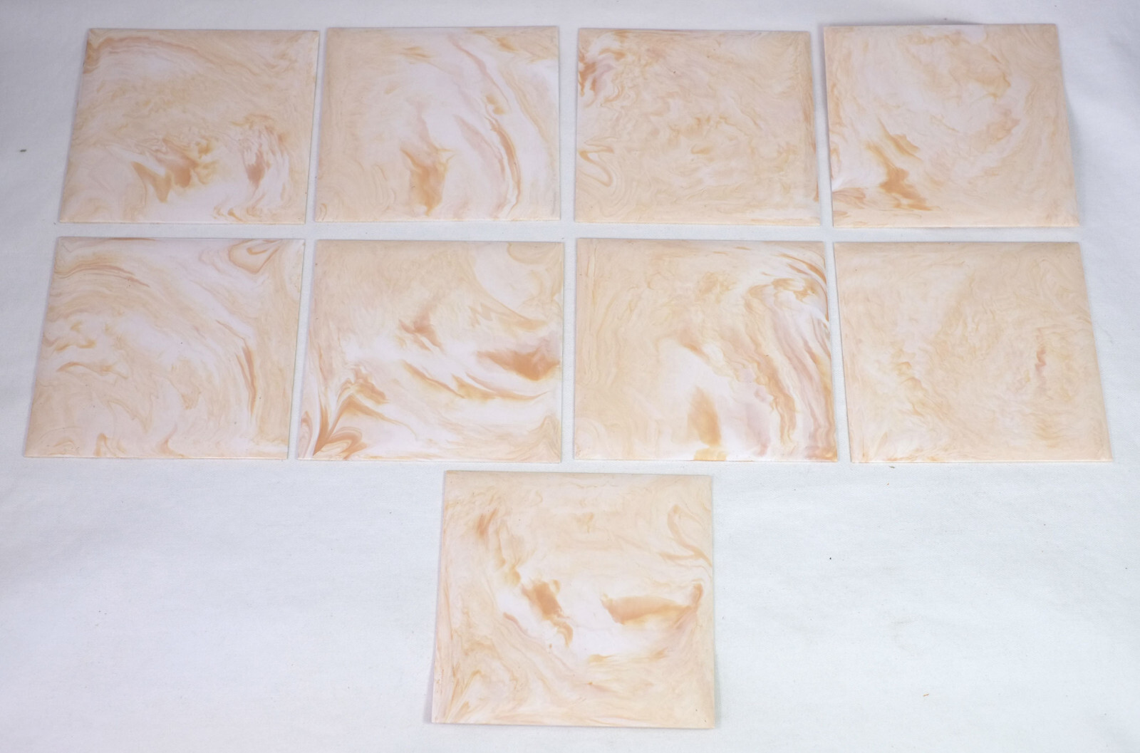9 NOS Vintage Clark Sierra Marbled 4-1/4″ Square Plastic Wall Tiles
