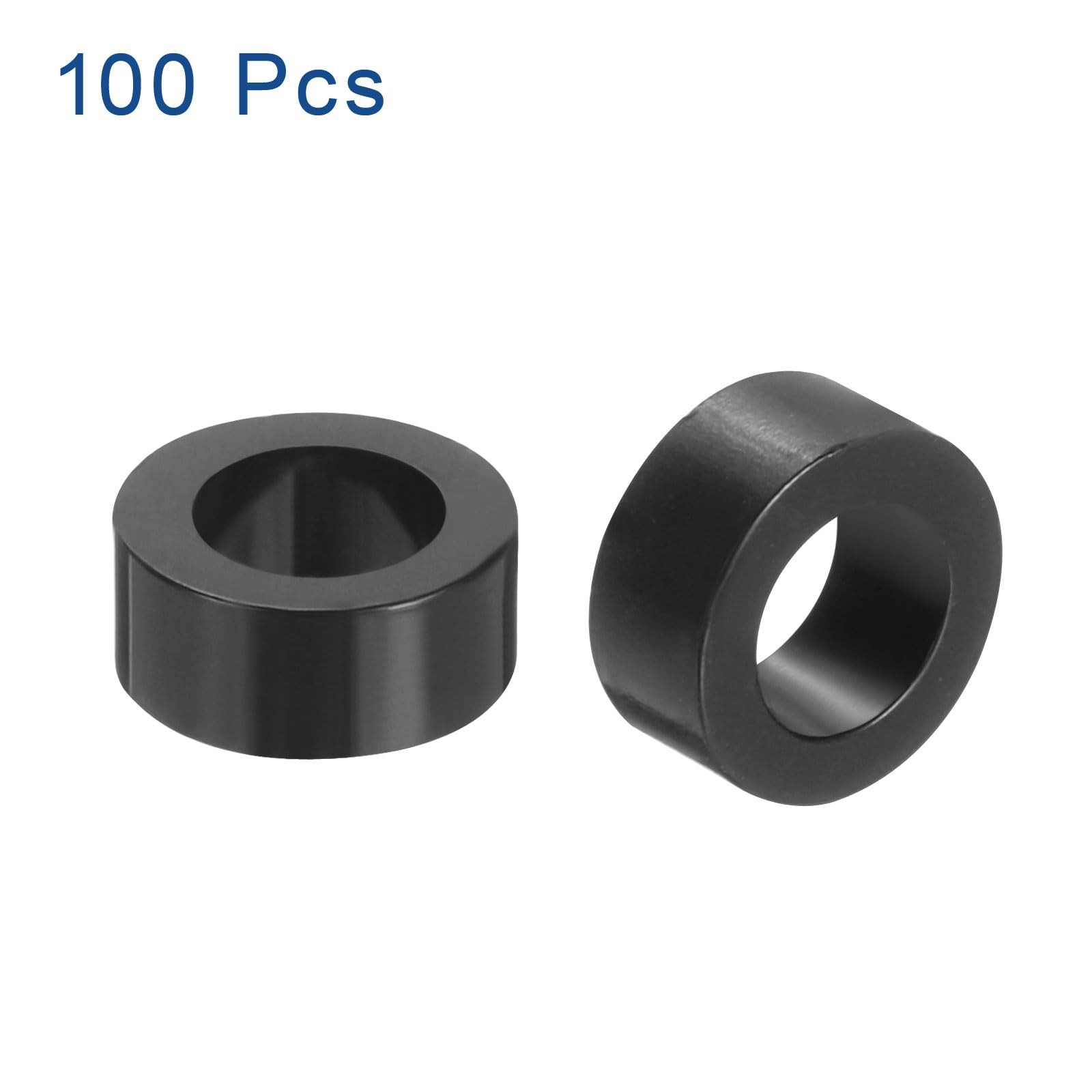 uxcell 100pcs Nylon Round Spacers 4mm ID, 7mm OD, 3mm Height, balck