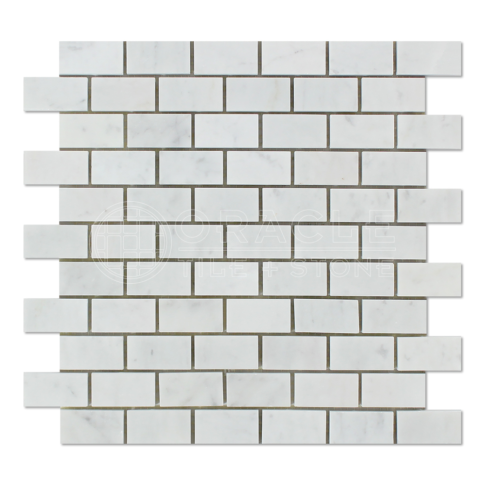 Carrara White Italian (Bianco Carrara) Marble 1″ X 2″ Mosaic Tile