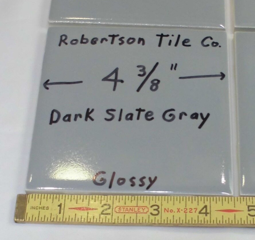 1 pc. Dark Slate Gray: 4-5/16″- 4-3/8″Glossy Ceramic Wall Tile by Robertson Co.