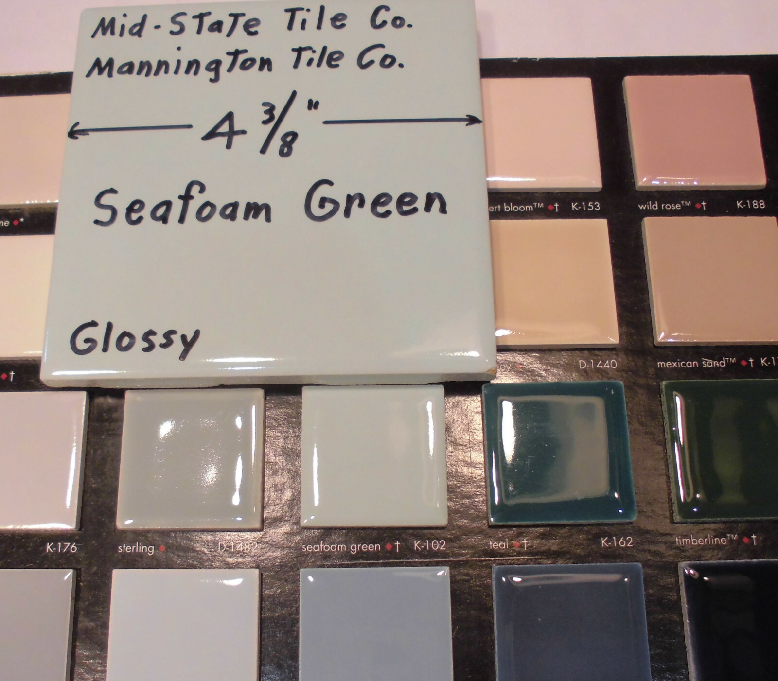 1 pc. Vintage *Seafoam Green* Ceramic Tile 4-3/8 by M.C.T. by Mid-State Co. NOS