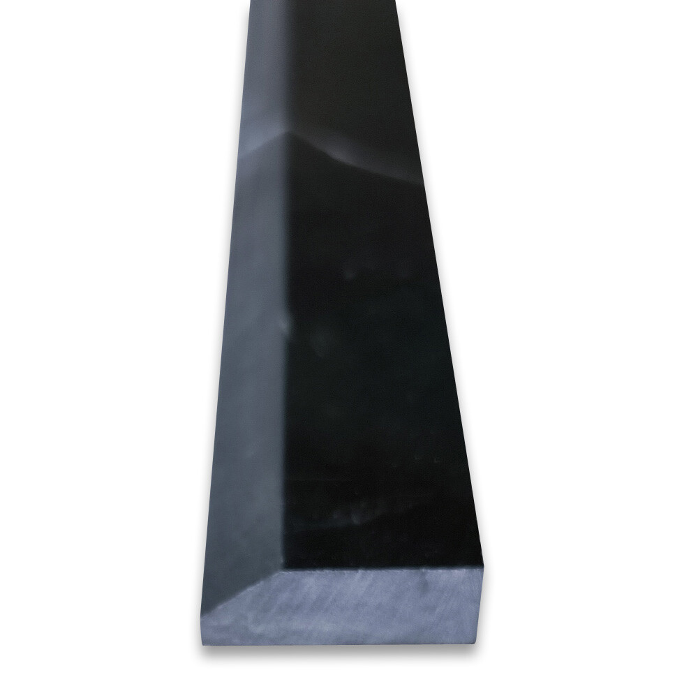 N19P Nero Marquina Black Marble Beveled Pencil Edging Trim Molding Polished