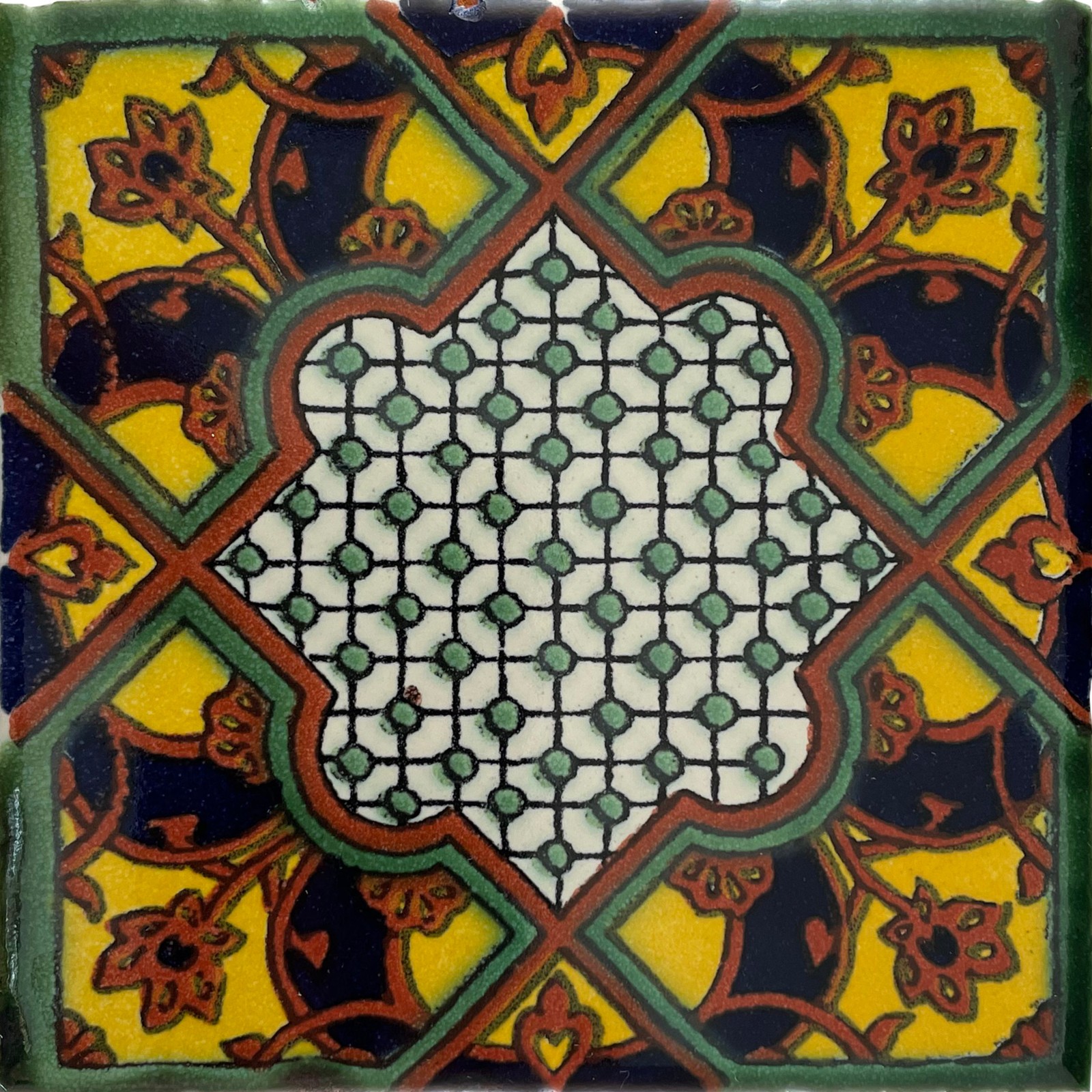 2″ x 2″ 36 pcs Azteca Mexican Clay Tile Handmade Talavera Backsplash Mosaic