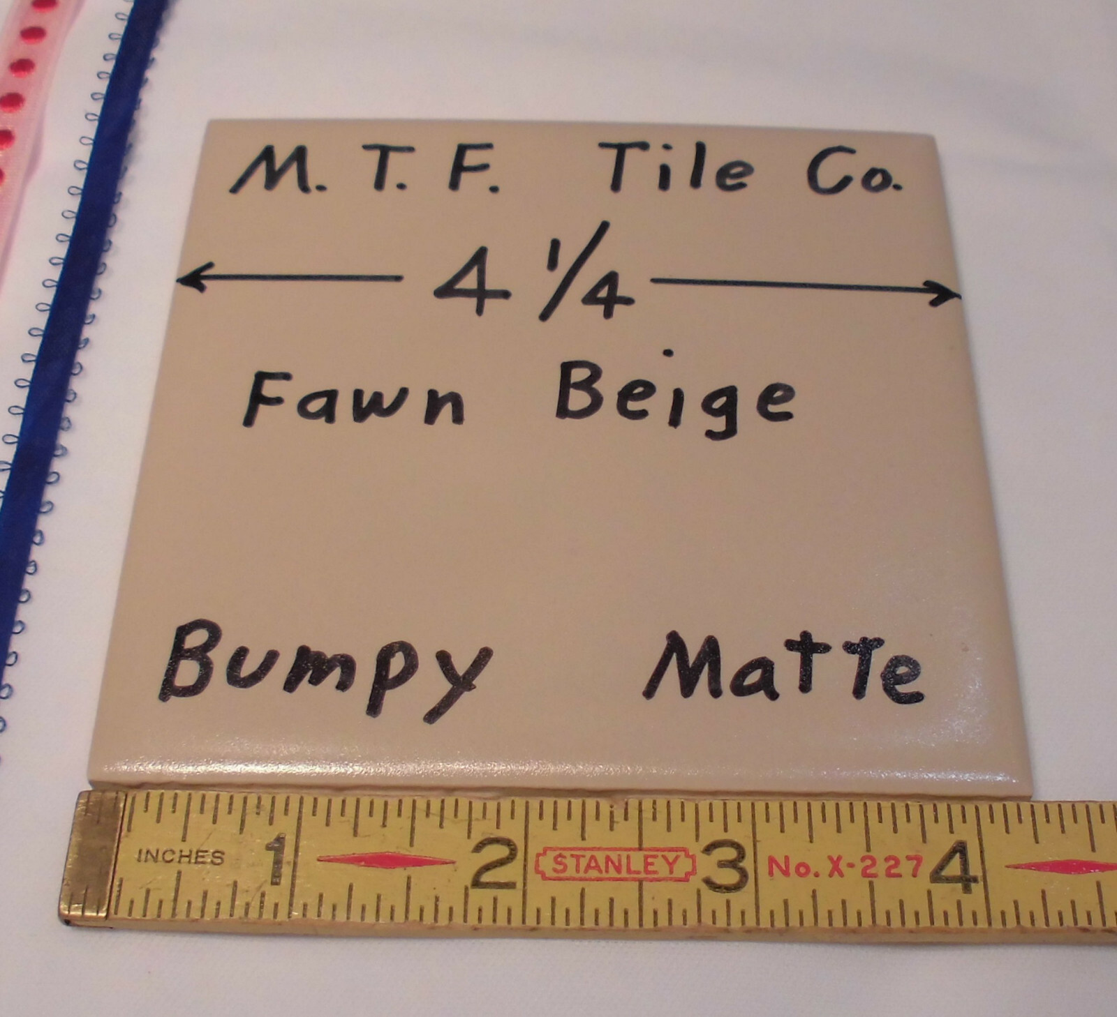 1 pc. Fawn Beige – Light Brown: 4-1/4″ Bumpy Matte Ripple Ceramic Tile, Monarch