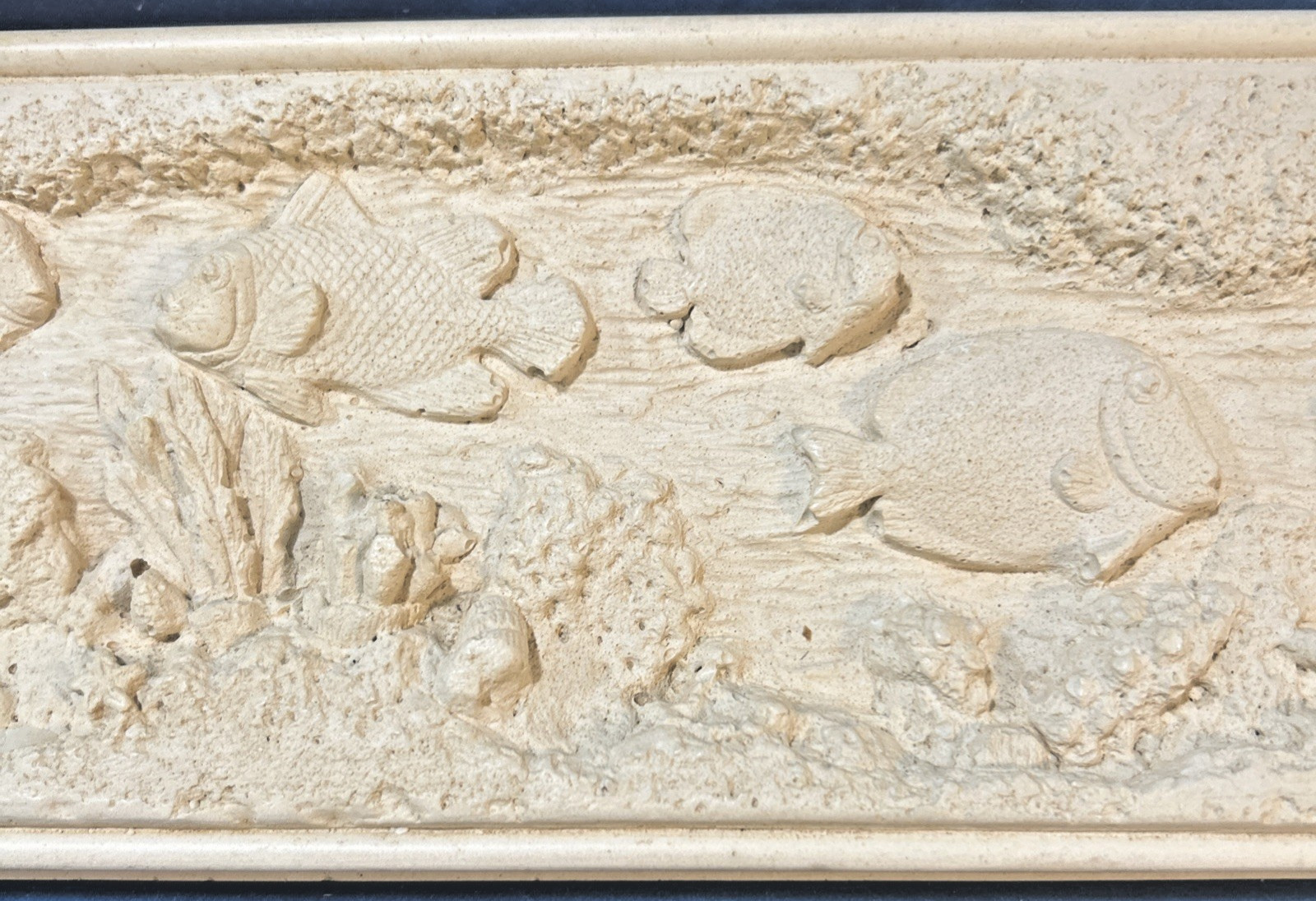 Ceramic Plaster? Dimensional Swimming Fish Tile 13″ x 4″ x 1/2″