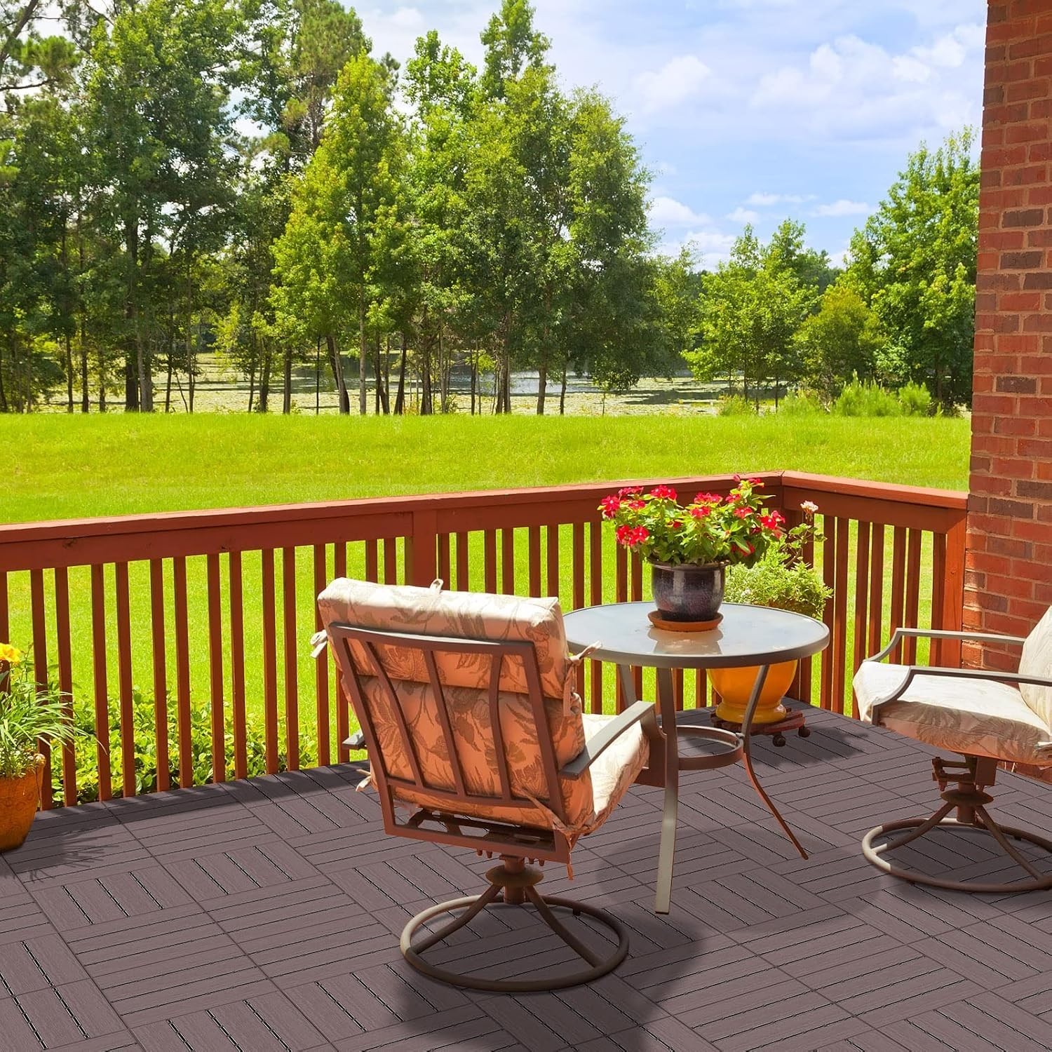 Customizable 12×12 Plastic Deck Tiles – All-Weather, Easy Install & Maintenance