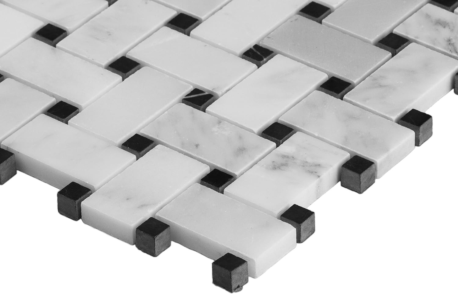 Arabescato Carrara 12″ Honed Marble Basketweave Tile for Backsplash & Walls