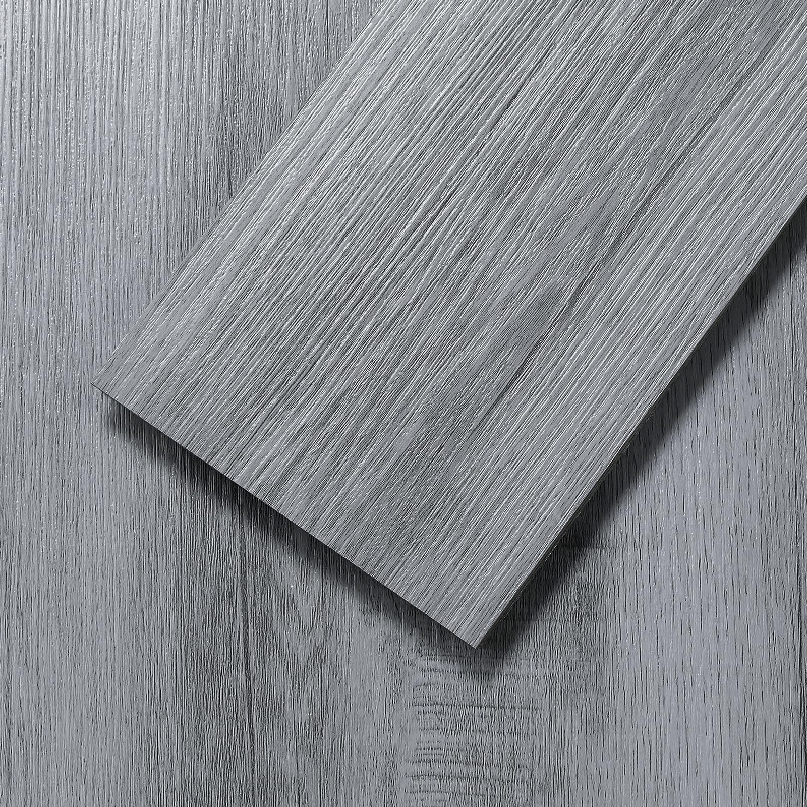 Peel and Stick Floor Tile, 36-Pack 36″x 6″ Light Grey Wood Grain Sticky Tiles…