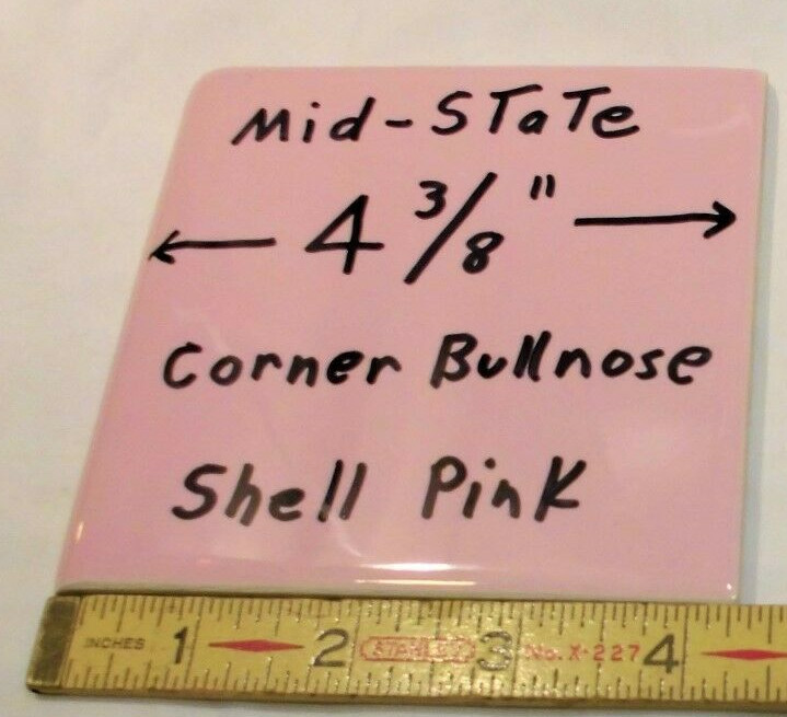 1 pc. Ceramic Glossy Corner Bullnose *Shell Pink* Tiles 4-3/8″ by Mid-State