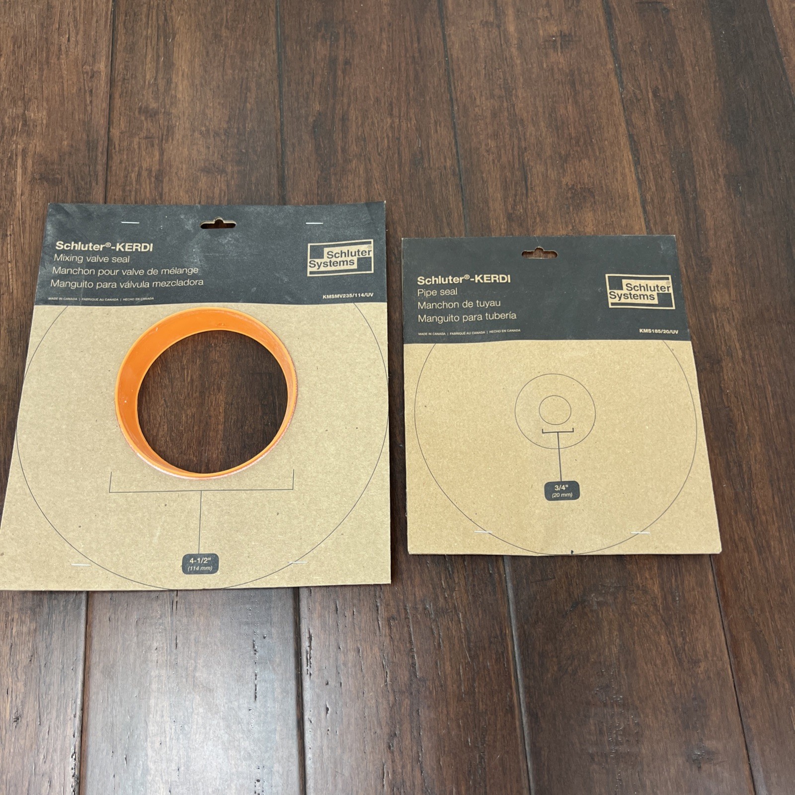 Schluter KERDI Pipe Seal 3/4” and Mixing Valve Seal 4-1/2″ Pair