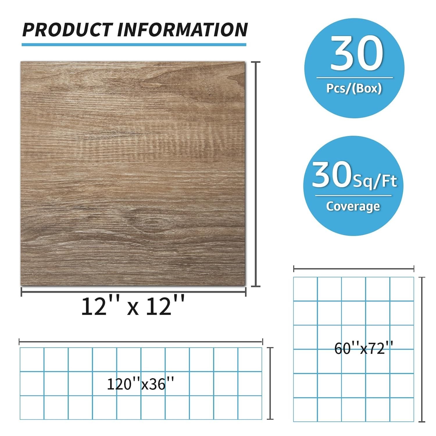 Tablones de madera para suelo de cocina y comedor, cubren 30 pies cuadrados NEW