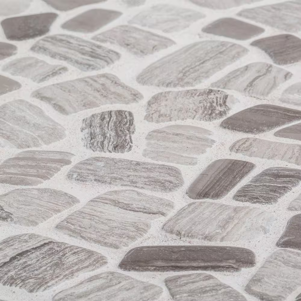 Bailey Grey Pebble 12 In. X 12 In. Honed Grey Limestone Wall and Floor Mosaic Ti