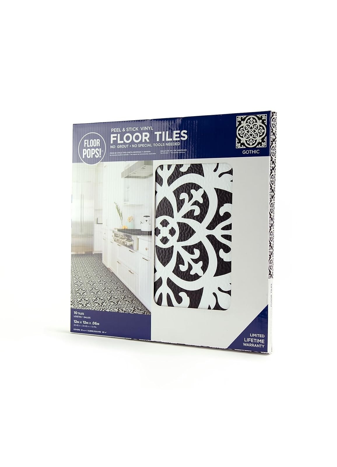 Black Gothic Peel & Stick Floor Tiles – Easy Installation, Water Resistant