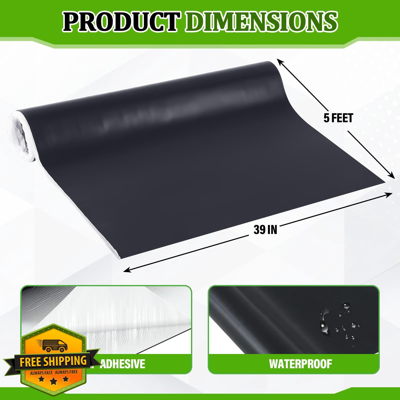 Pushglossy Rubber Roofing Membrane 39″ x 5ft 50 Mil