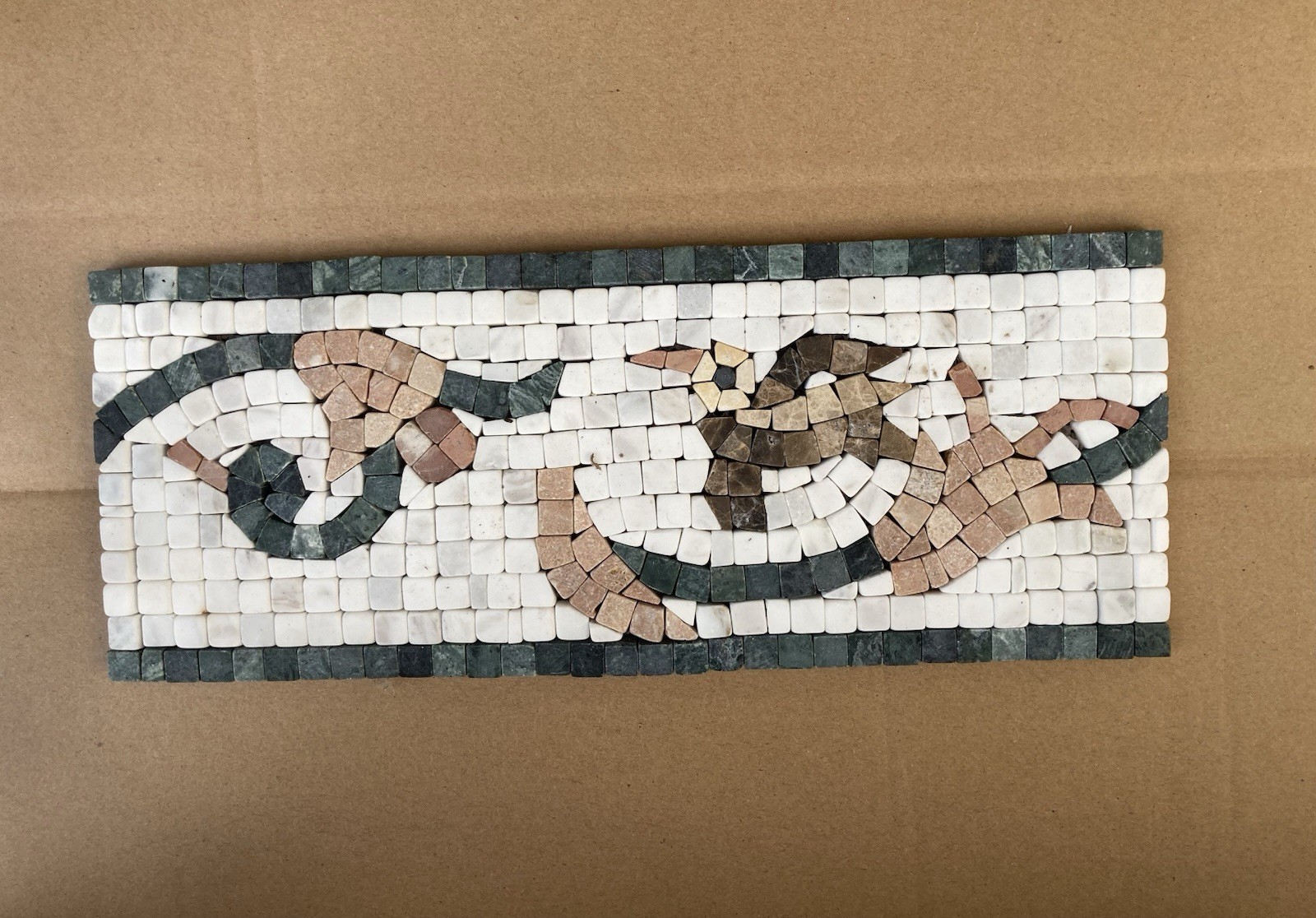 12 Tumbled Travertine Mosaic Border Tiles. 12” x 5” x .33”