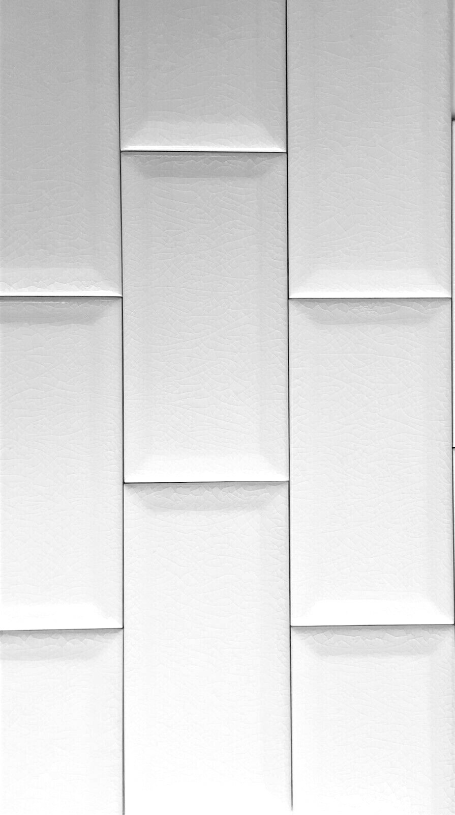 3×6 White Beveled Crackled Glossy Glaze Ceramic Tile Wall Decor Bath Kitchen