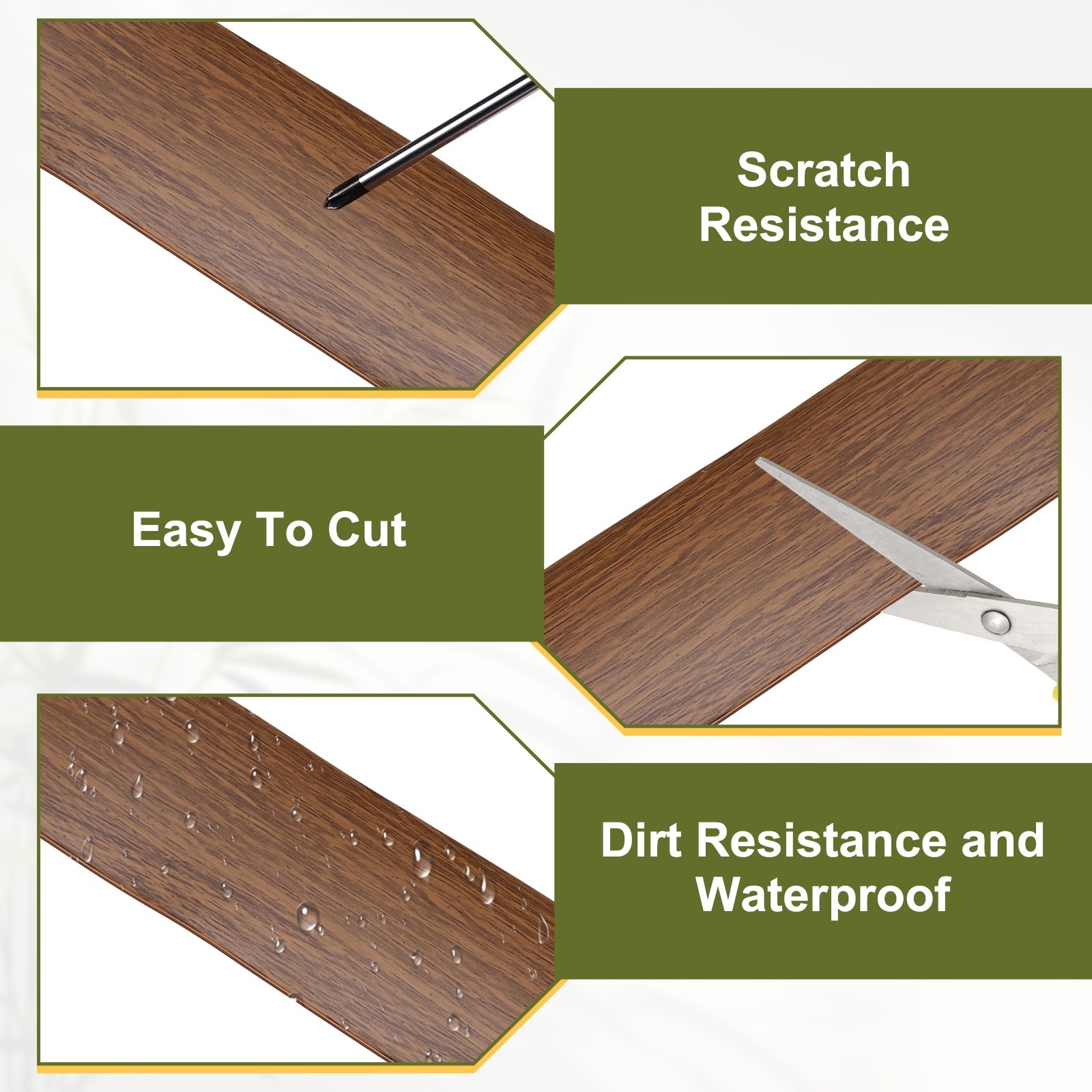 Floor Transition Strip, 3.2FT x 1.97″ x 0.14″ Wood Grain Strips, Light Brown