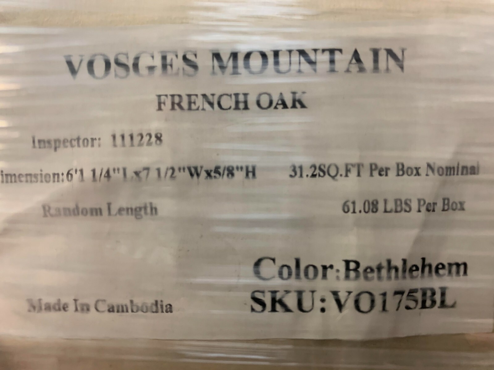 Vosges Mountain Hardwood Bethlehem VO175BL 5/8 x 7-1/2