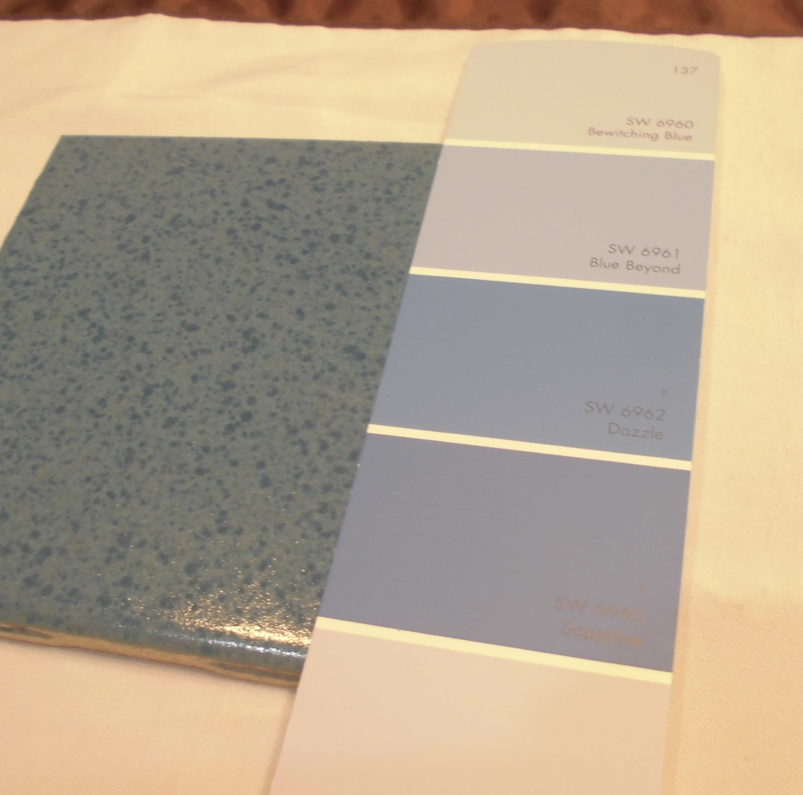 1 pc. *Thunder Blue* Matte Ceramic Tiles 4-3/8″ Crystal Glazed by M.C.T. NOS