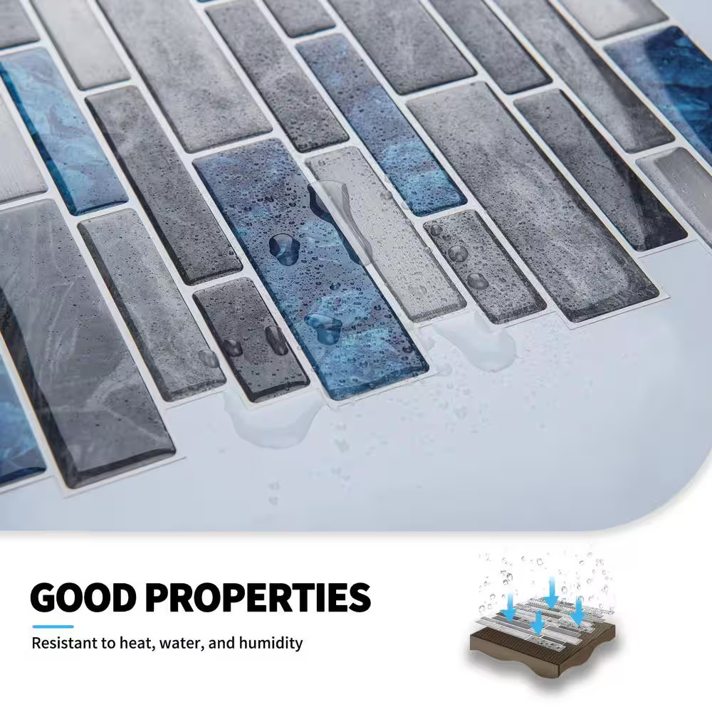 12 In. X 12 In. Vinyl Peel and Stick Backsplash Tile for Kitchen Self-Adhesive B