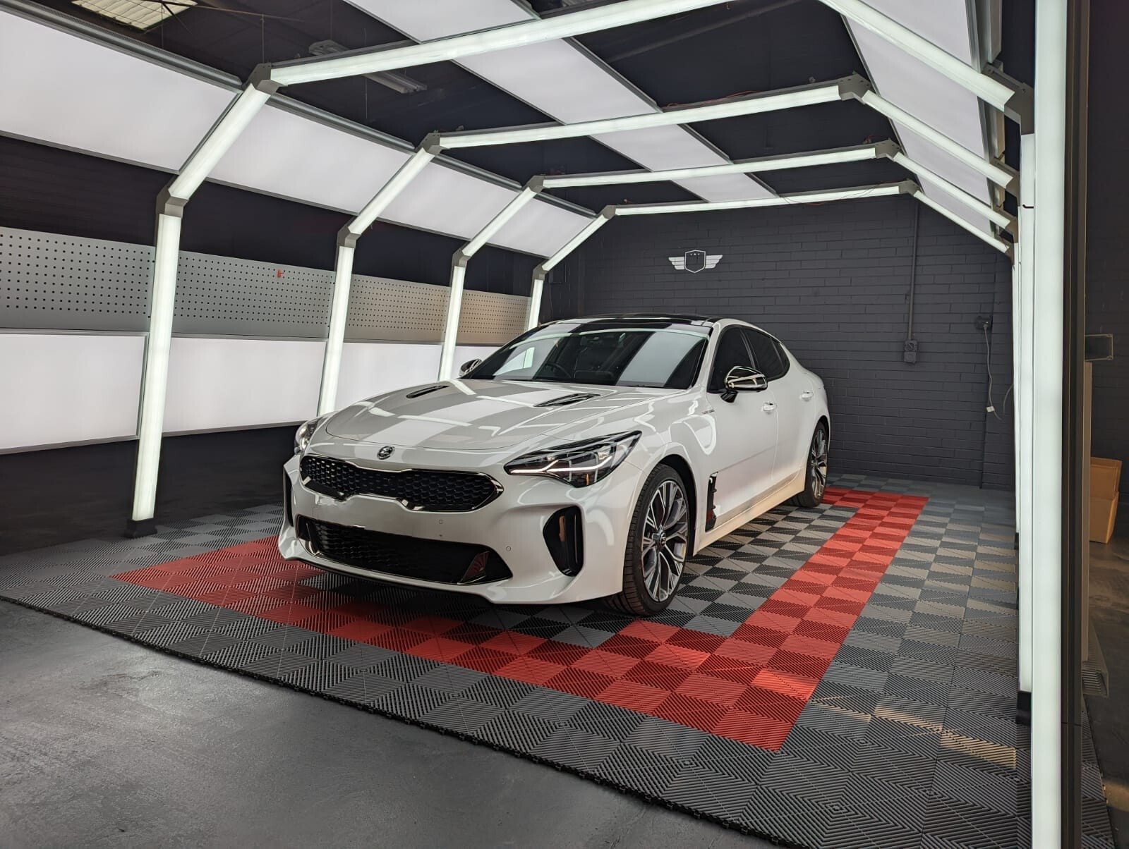 Two Car Garage Set of GTools 400 series Ribbed Floor Tiles Plus Front Edging