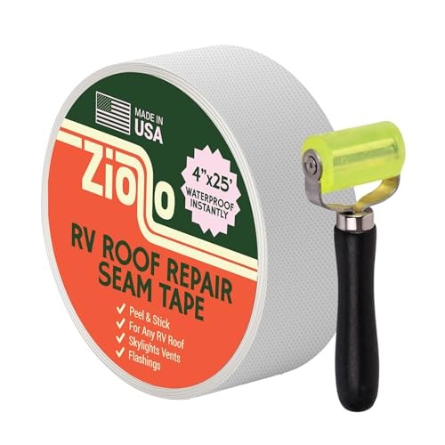 RV Roof Repair Seam Tape with Roller – 4″ x25′ Waterproof Tape for Campers,