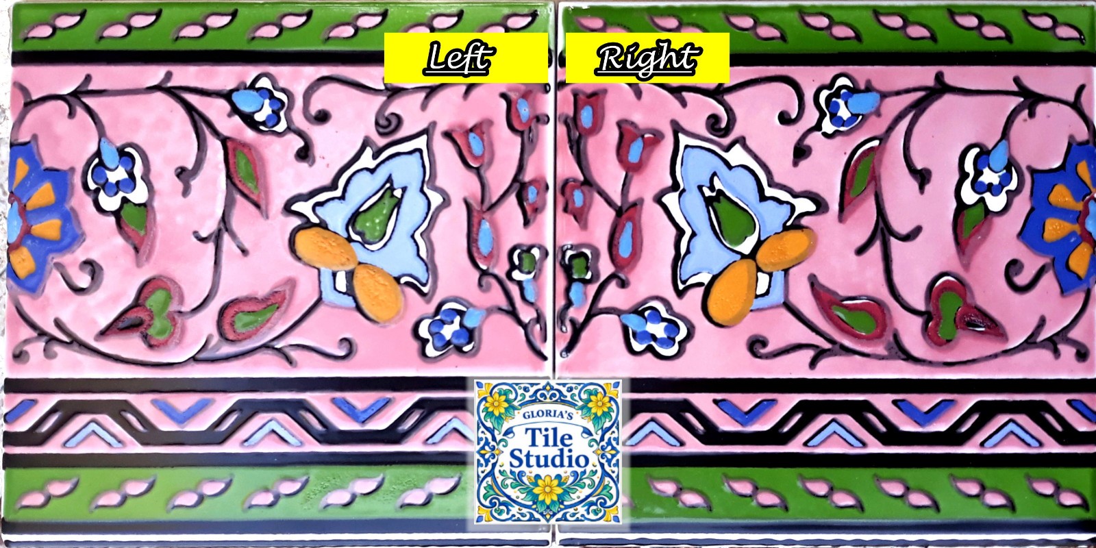 Decorative Stair Risers, Antique Looking Mosaic, Ceramic Border Tiles
