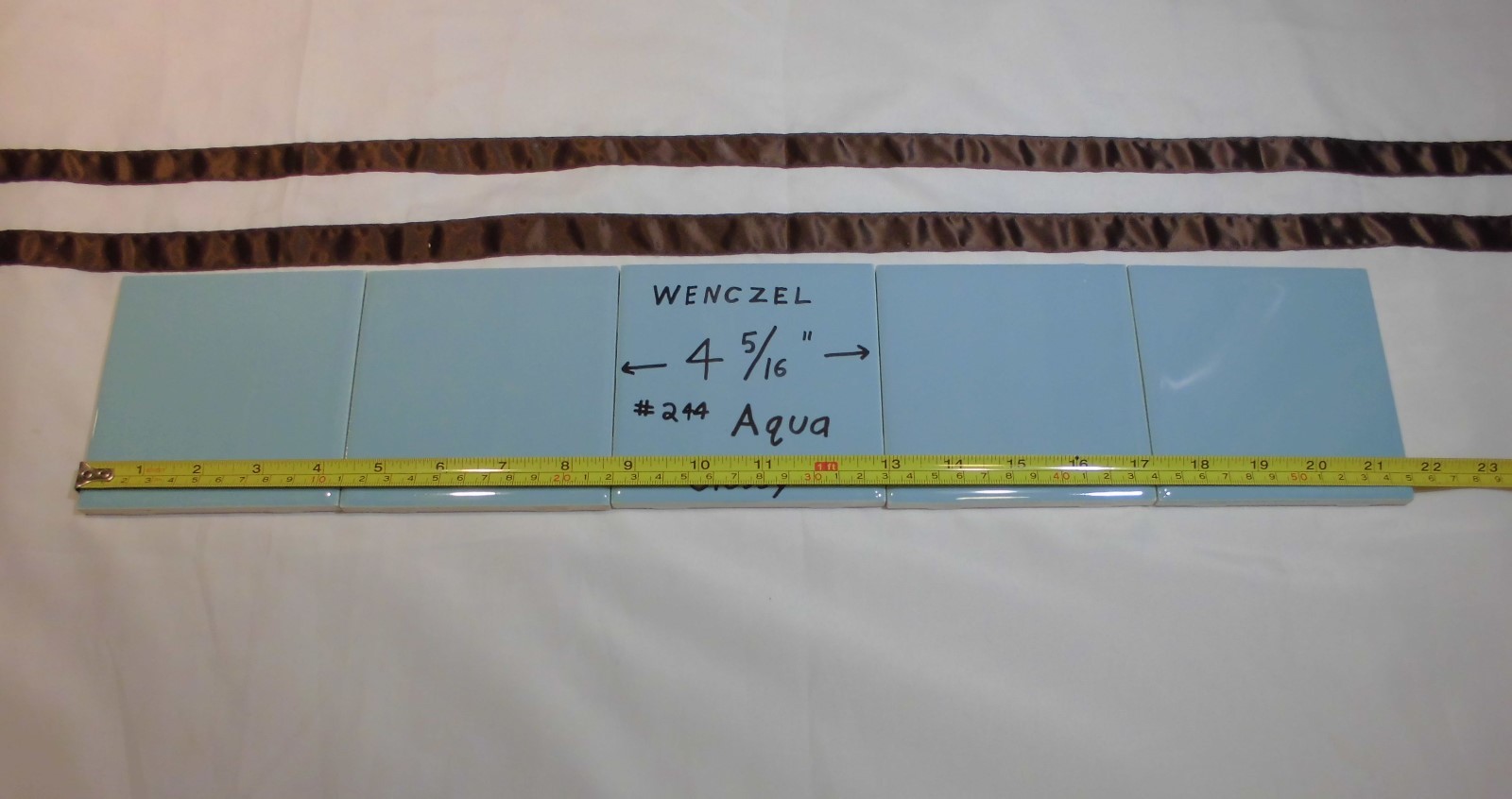 1 pc. Glossy Ceramic Tile *Blue-Green* by Wenczel Tile Co. 4-5/16″ Aqua Color