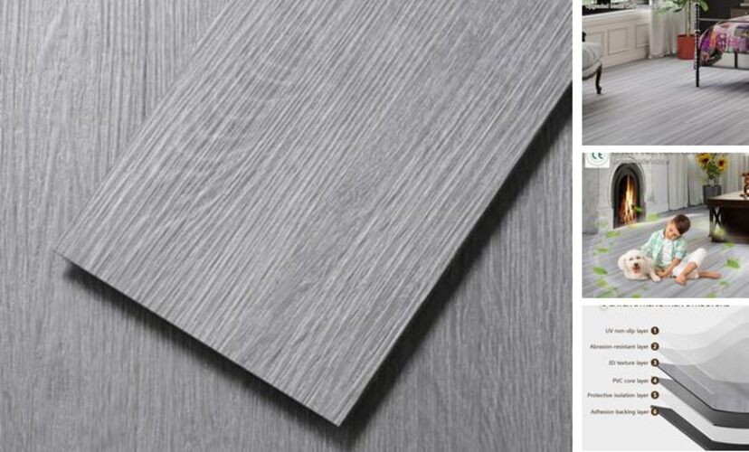 Peel and Stick Floor Tile, Luxury Vinyl Plank 36 x 6 x 0.1 inches 36 Grey Ash
