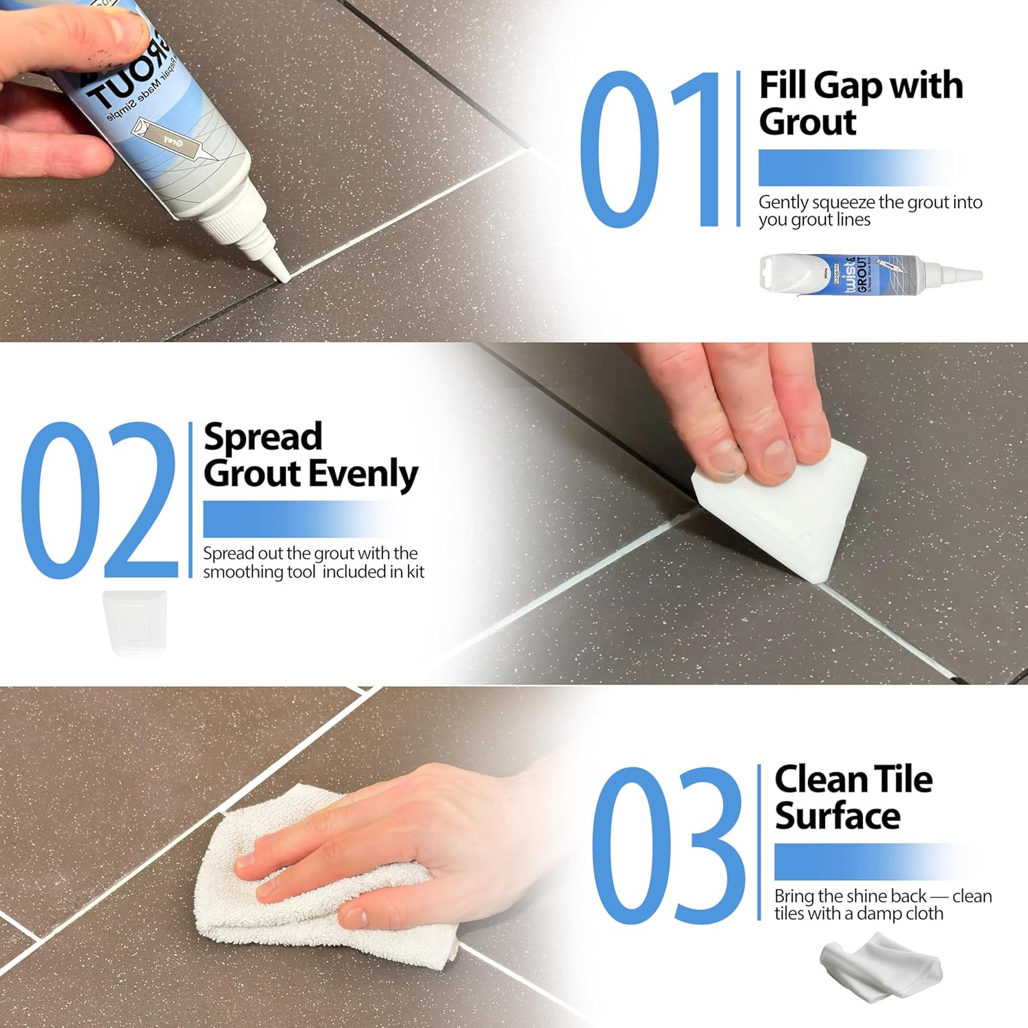 Floor-Fix Pro Repair Kit – Premixed Waterproof Grout Repair & Grout Paint Pe…