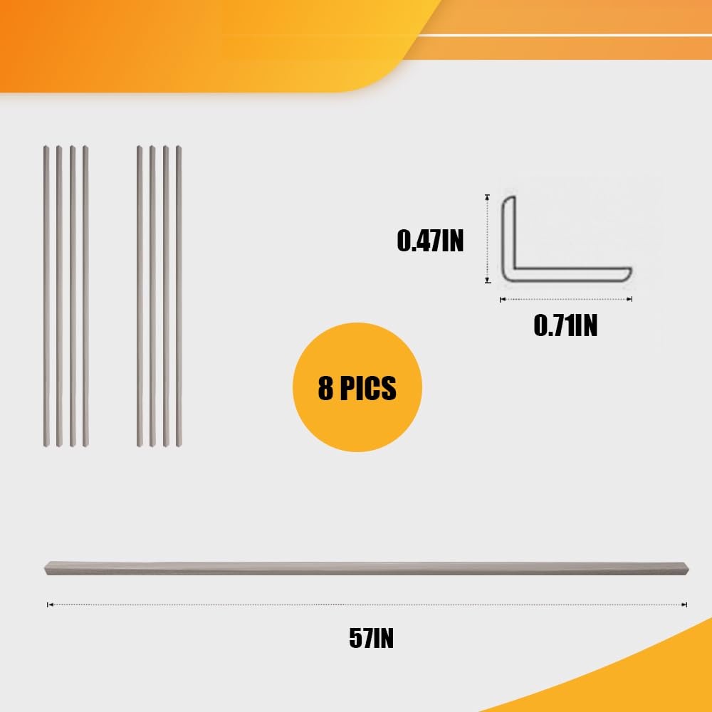 8-Pack 57 Inches, WPC Slat Wall Panel Trim,Corner Guard for Low Grille (Grey)