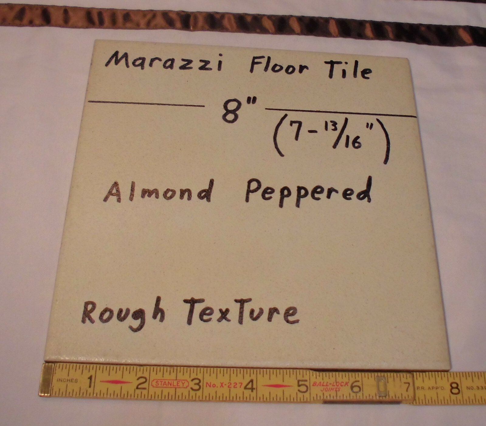 1 pc. “Almond-Off White” Peppered Textured-Ceramic / Porcelain Floor Tile 8″