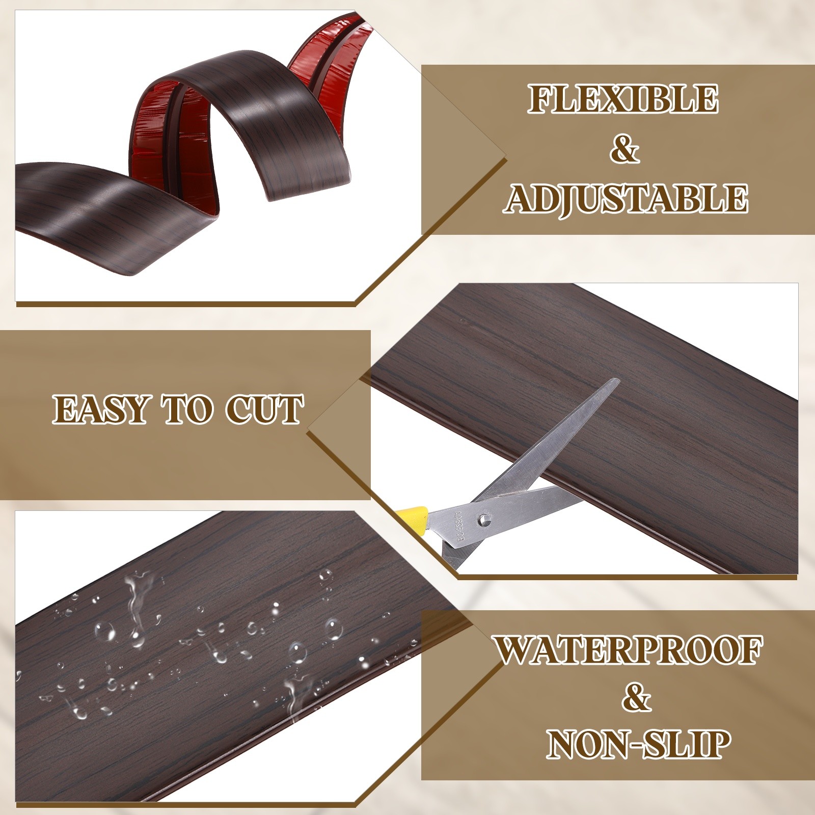 T-Molding Transition Strips 16Ftx1.97″ Vinyl Flooring Edging Trim Black Walnut