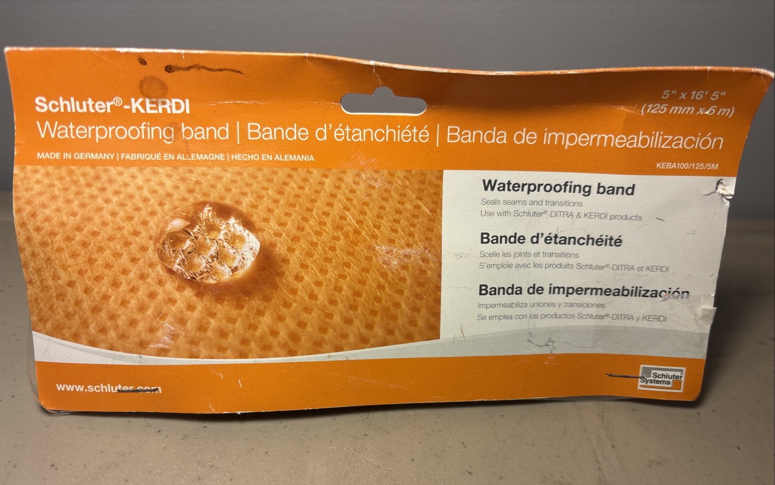 Schluter-KERDI Waterproofing Band Germany 5” x 16’ 5” New In Package