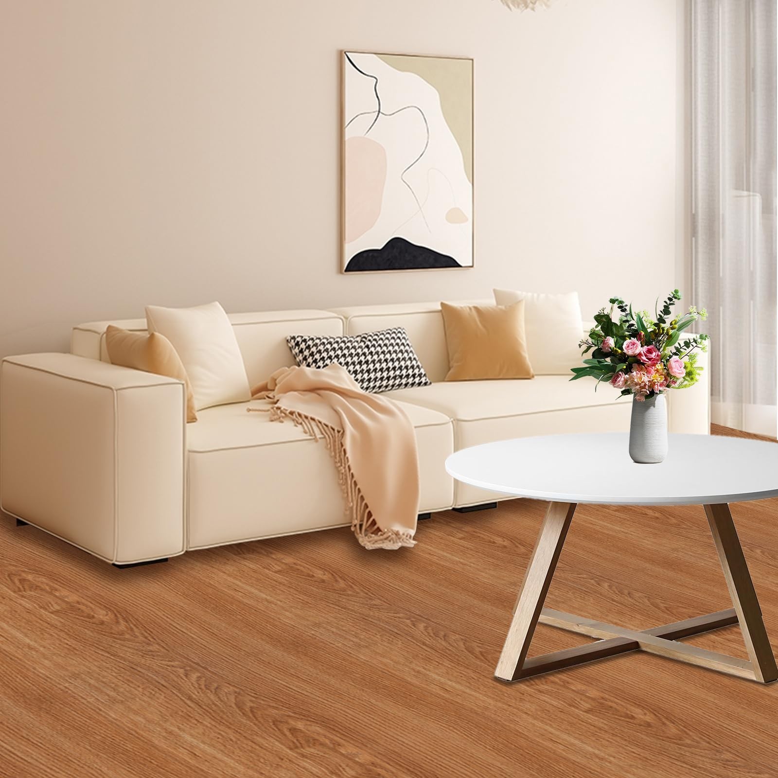 AKOLAFE 40 Sheet Vinyl Flooring 12×12 Inch Peel and Stick Floor Tile Waterpro…