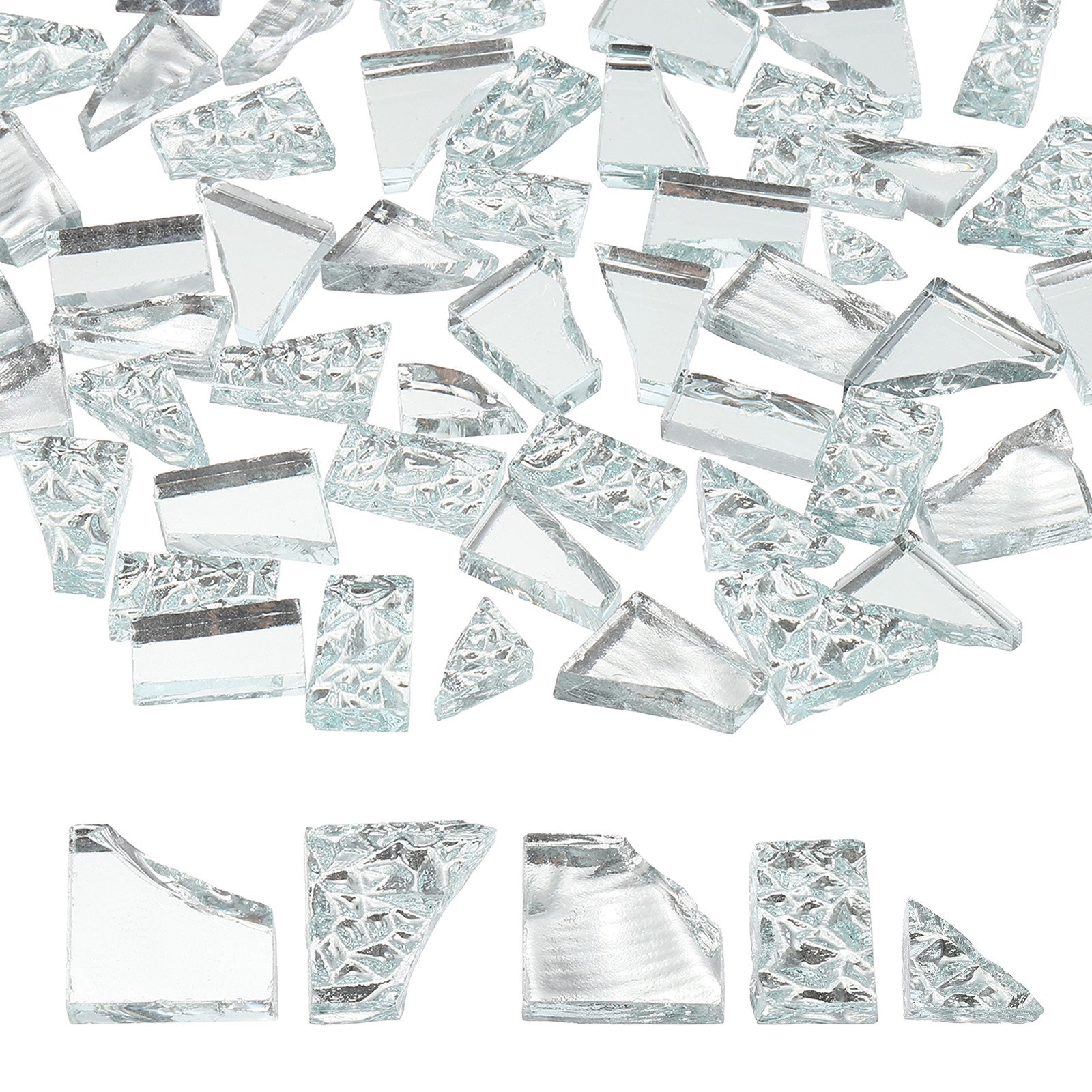 Irregular Glass Mosaic Tiles, 300G/0.7LB Stained Glass Sheets, Silver Series